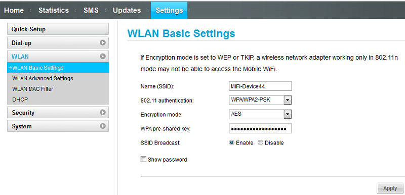 WLAN Basic Settings - 8Bit Mammoth